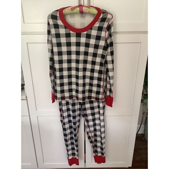 Hanna Andersson Womens Buffalo Check Henley Top Sz M Jogger Pants XL - Picture 1 of 12